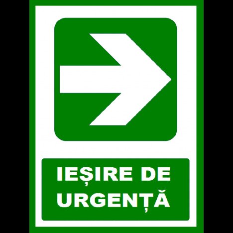 Placuta pentru iesire de urgenta cu sageata in dreapta